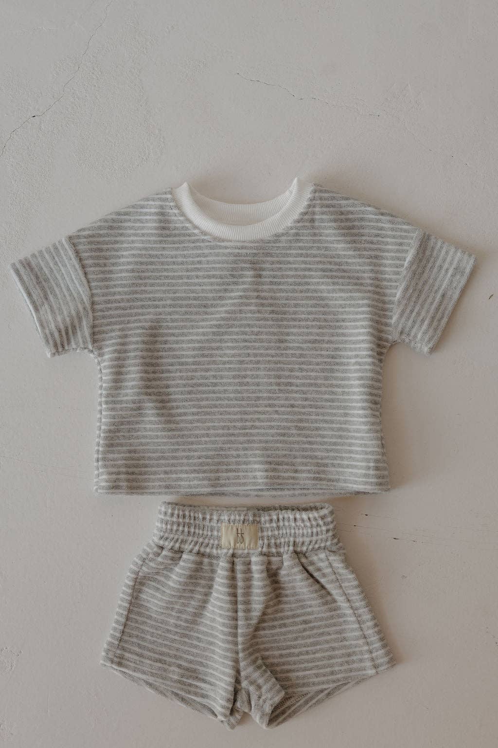 Grey Stripe Terry Short Set