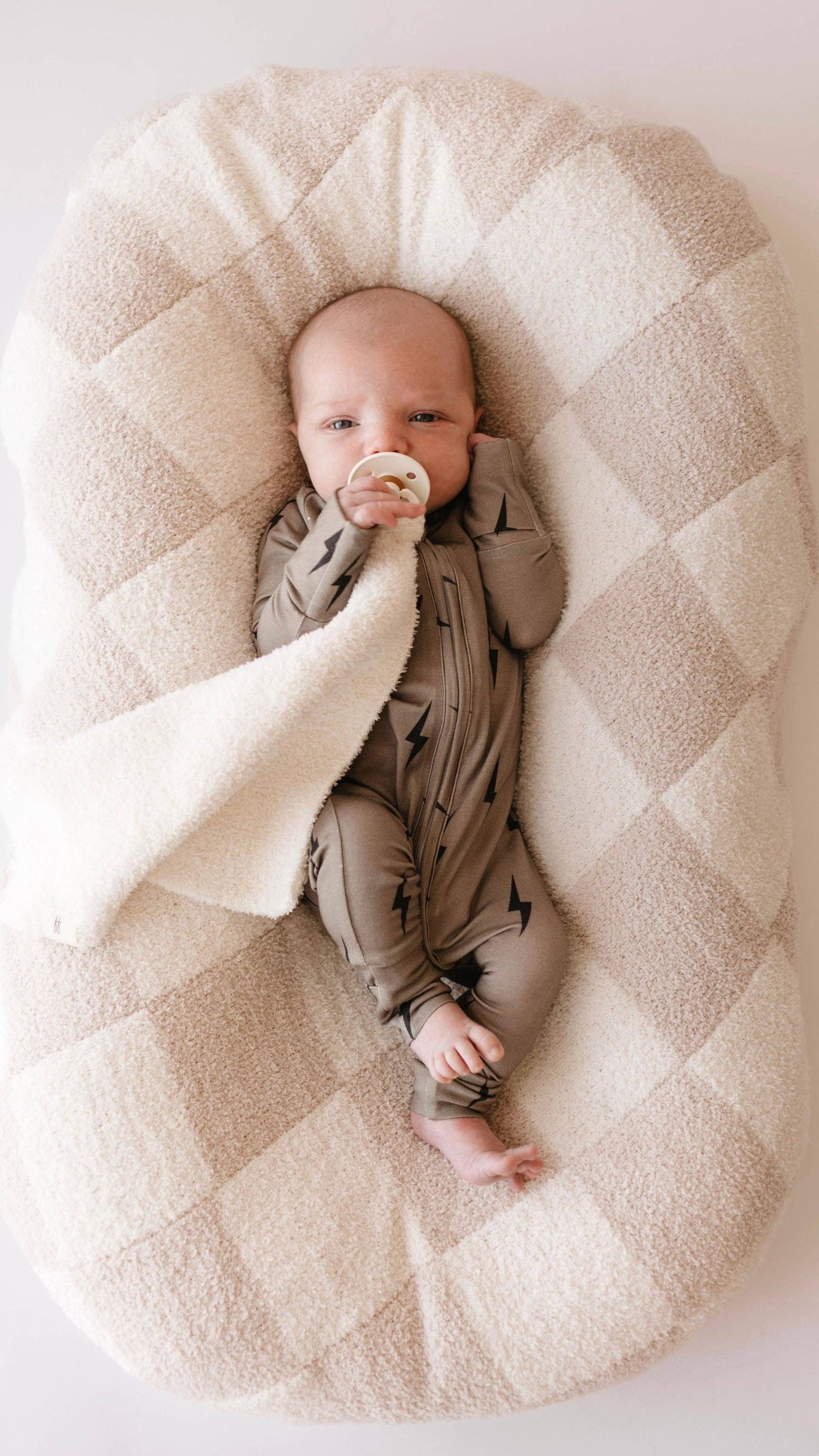 Bamboo Zip Pjs | Brown & Black Lightning Bolt