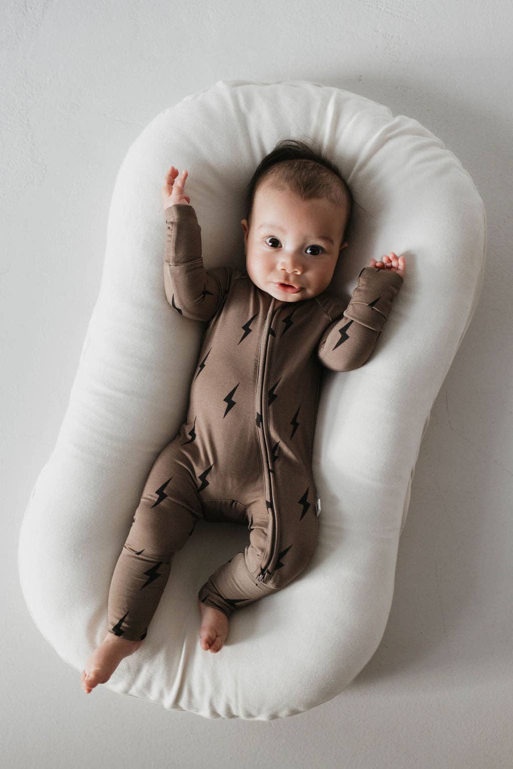 Bamboo Zip Pjs | Brown & Black Lightning Bolt