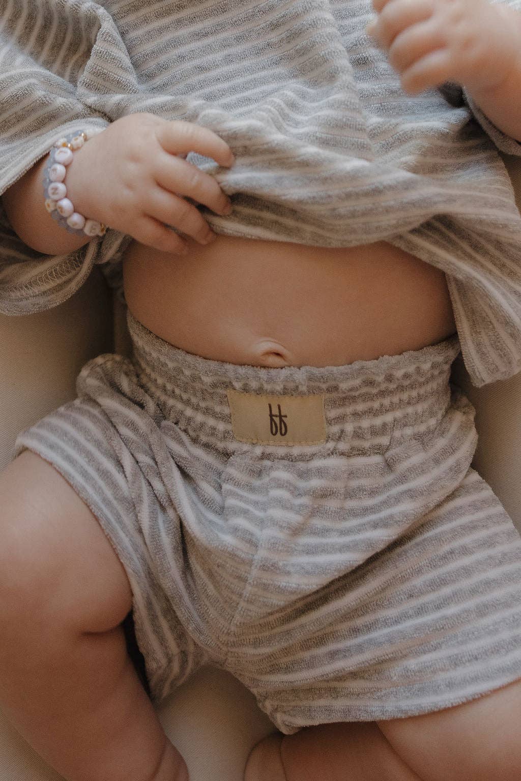 Grey Stripe Terry Short Set