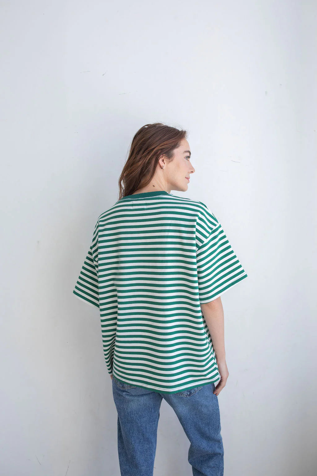 Green & White Stripped Tee
