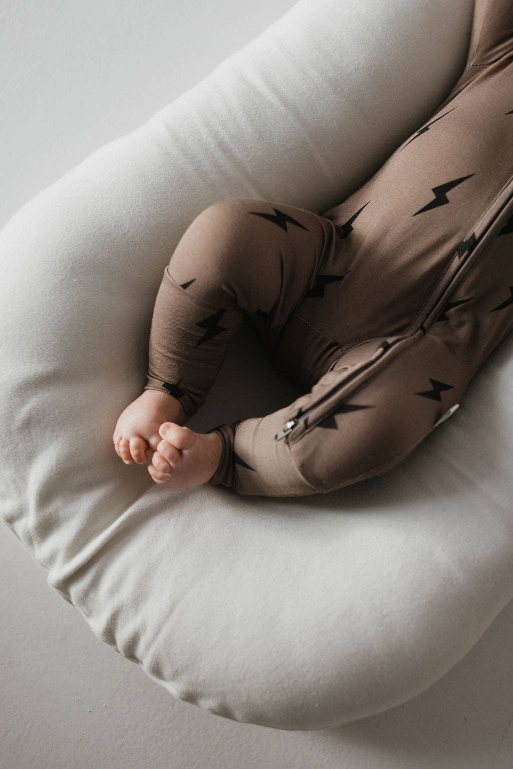 Bamboo Zip Pjs | Brown & Black Lightning Bolt