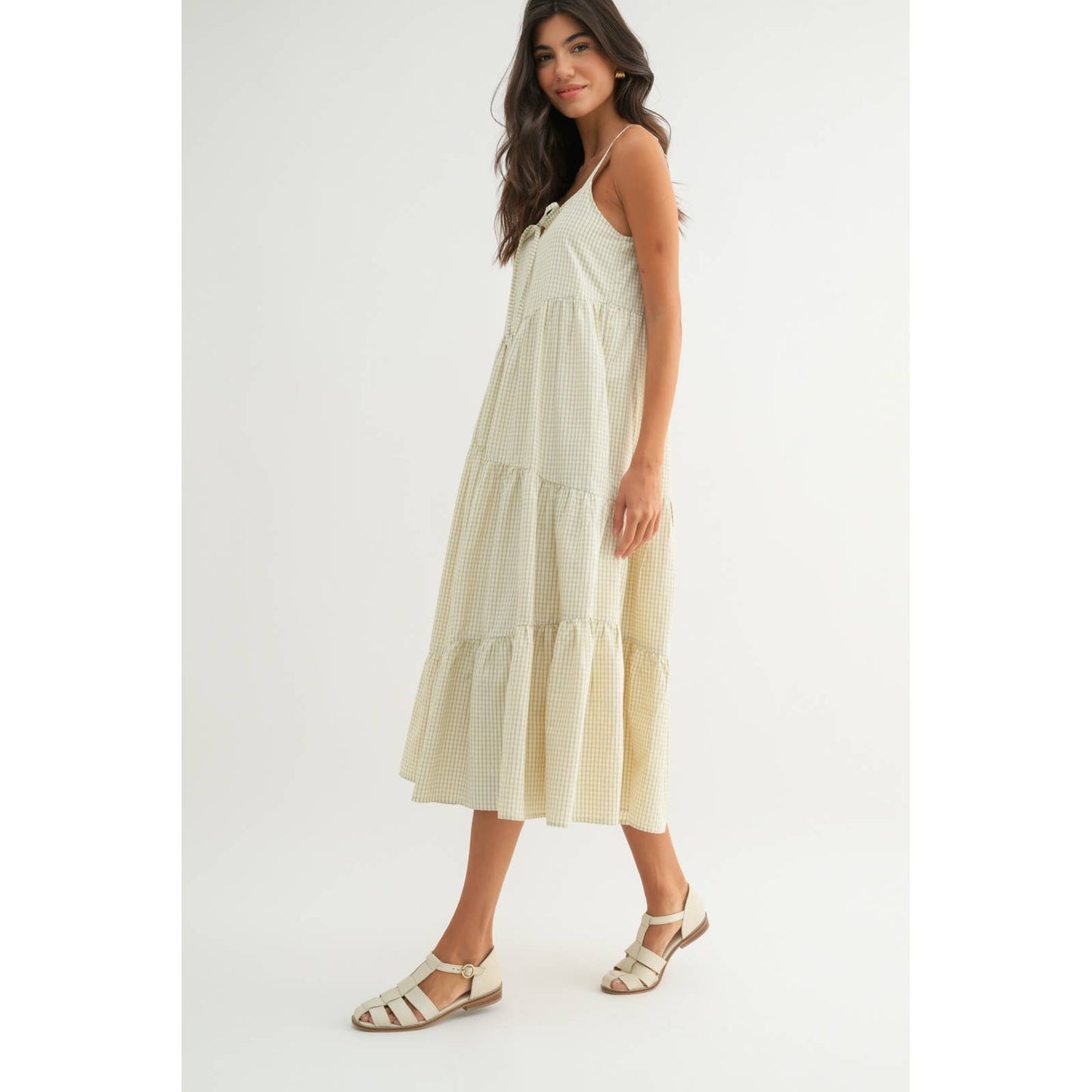 Plaid Tiered Midi Dress