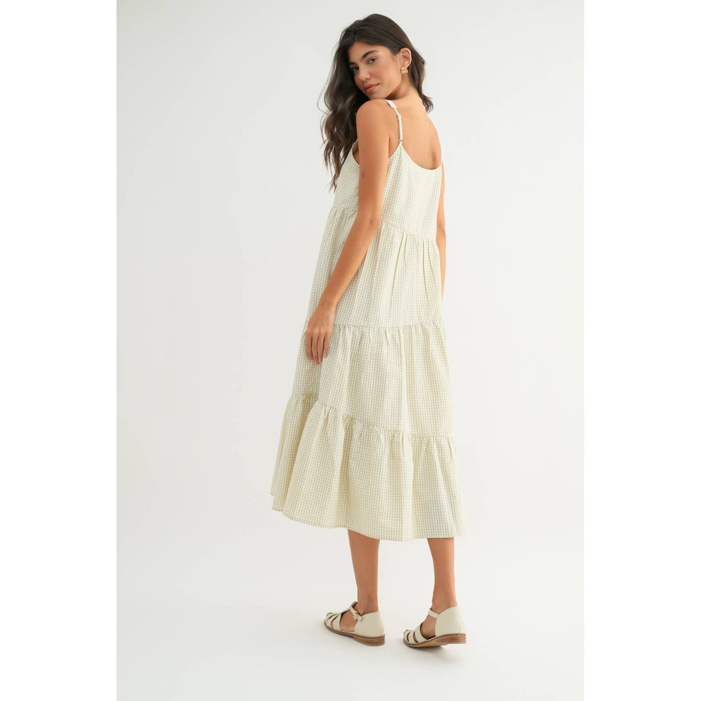 Plaid Tiered Midi Dress