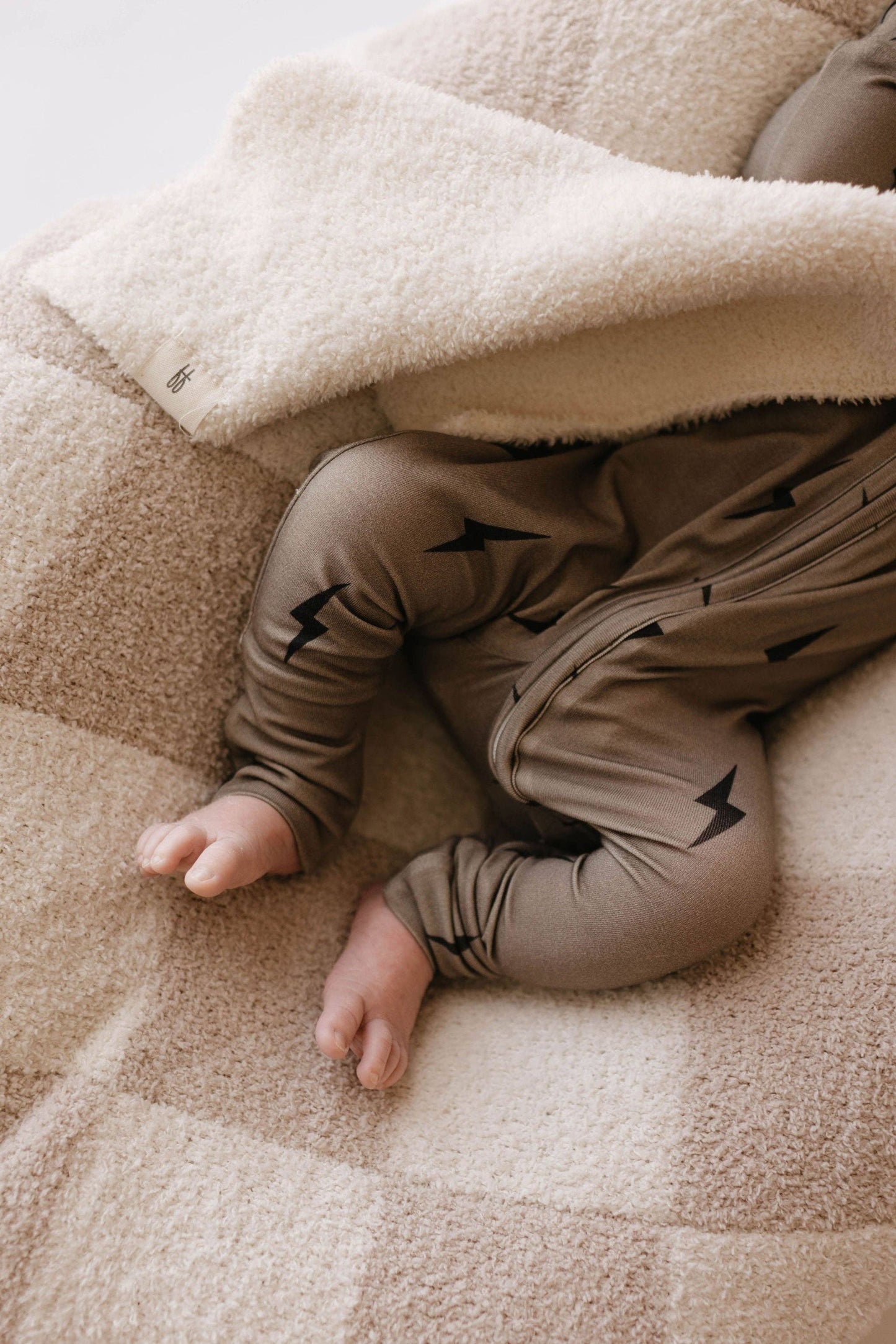 Bamboo Zip Pjs | Brown & Black Lightning Bolt