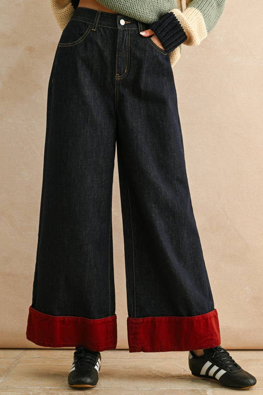 Crimson Edge Denim Pants