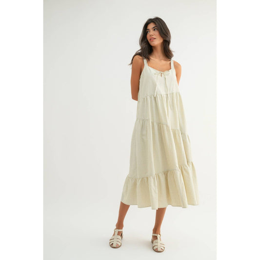 Plaid Tiered Midi Dress