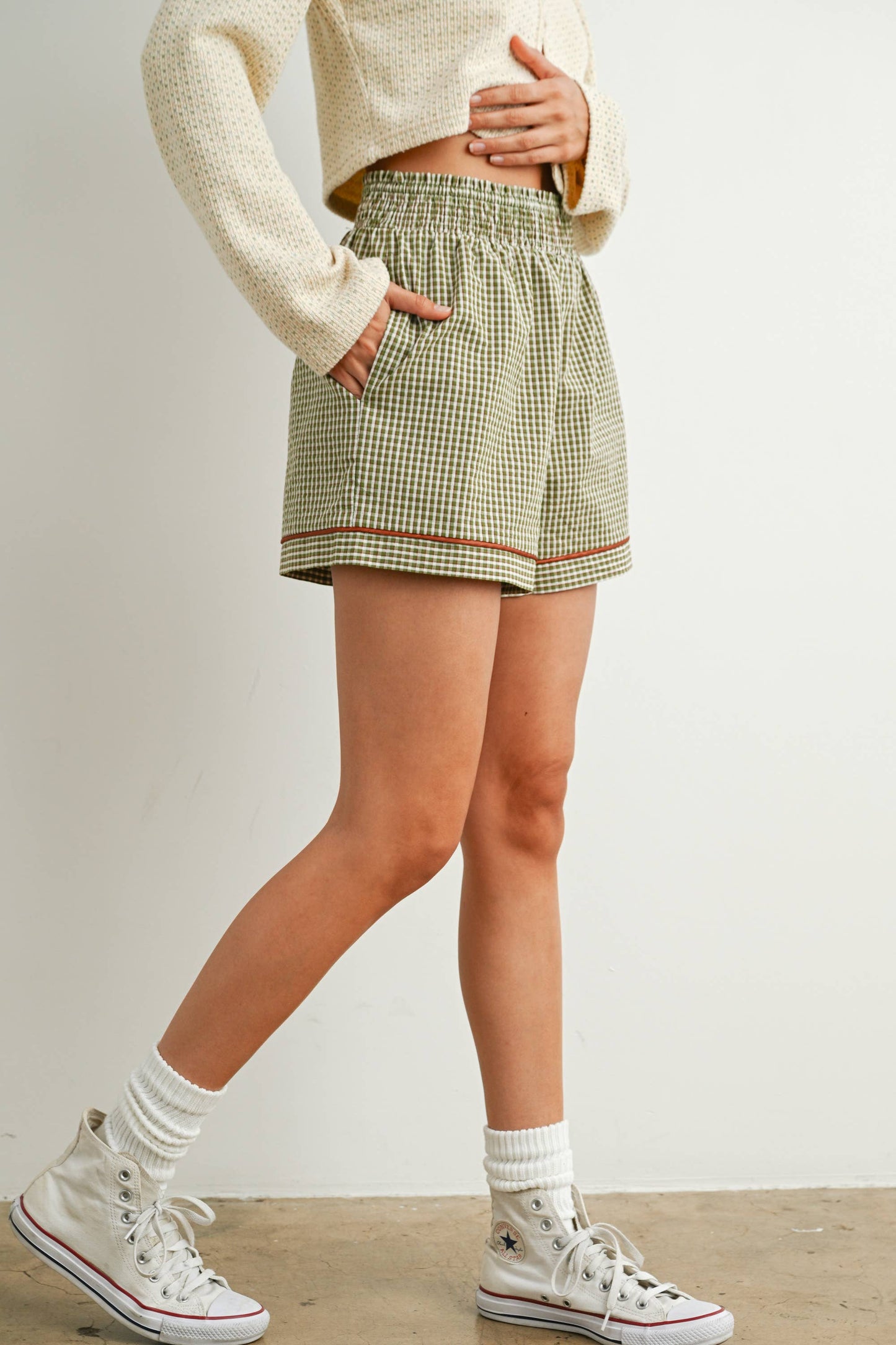 Olive Grove Gingham Shorts