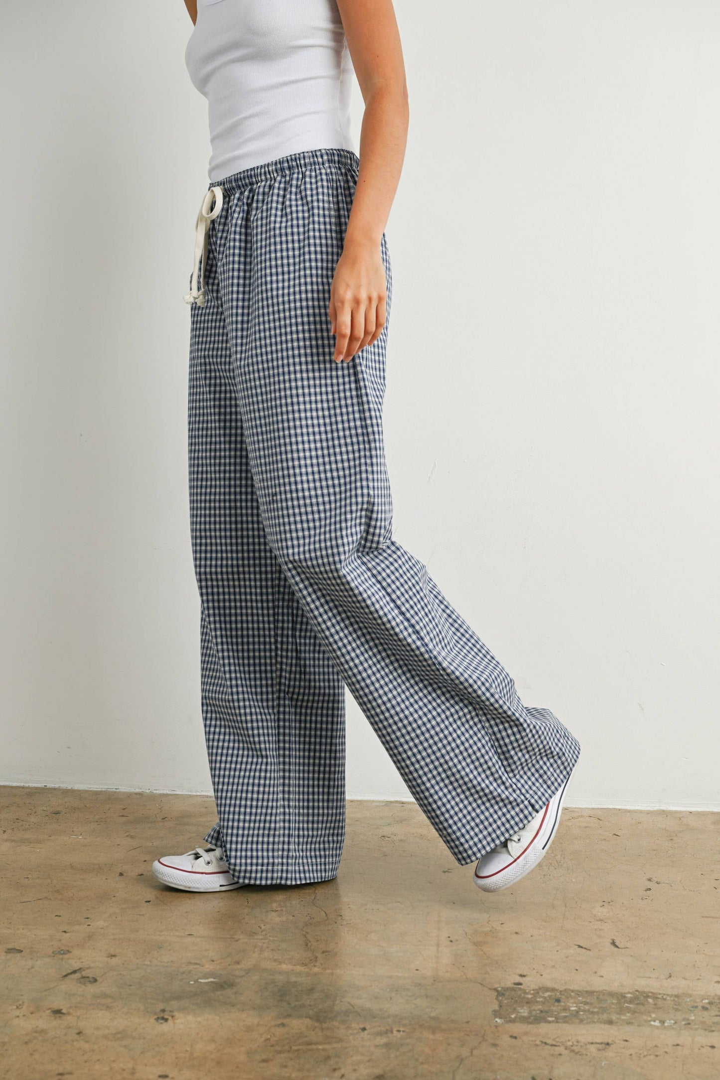 Navy Plaid Pants