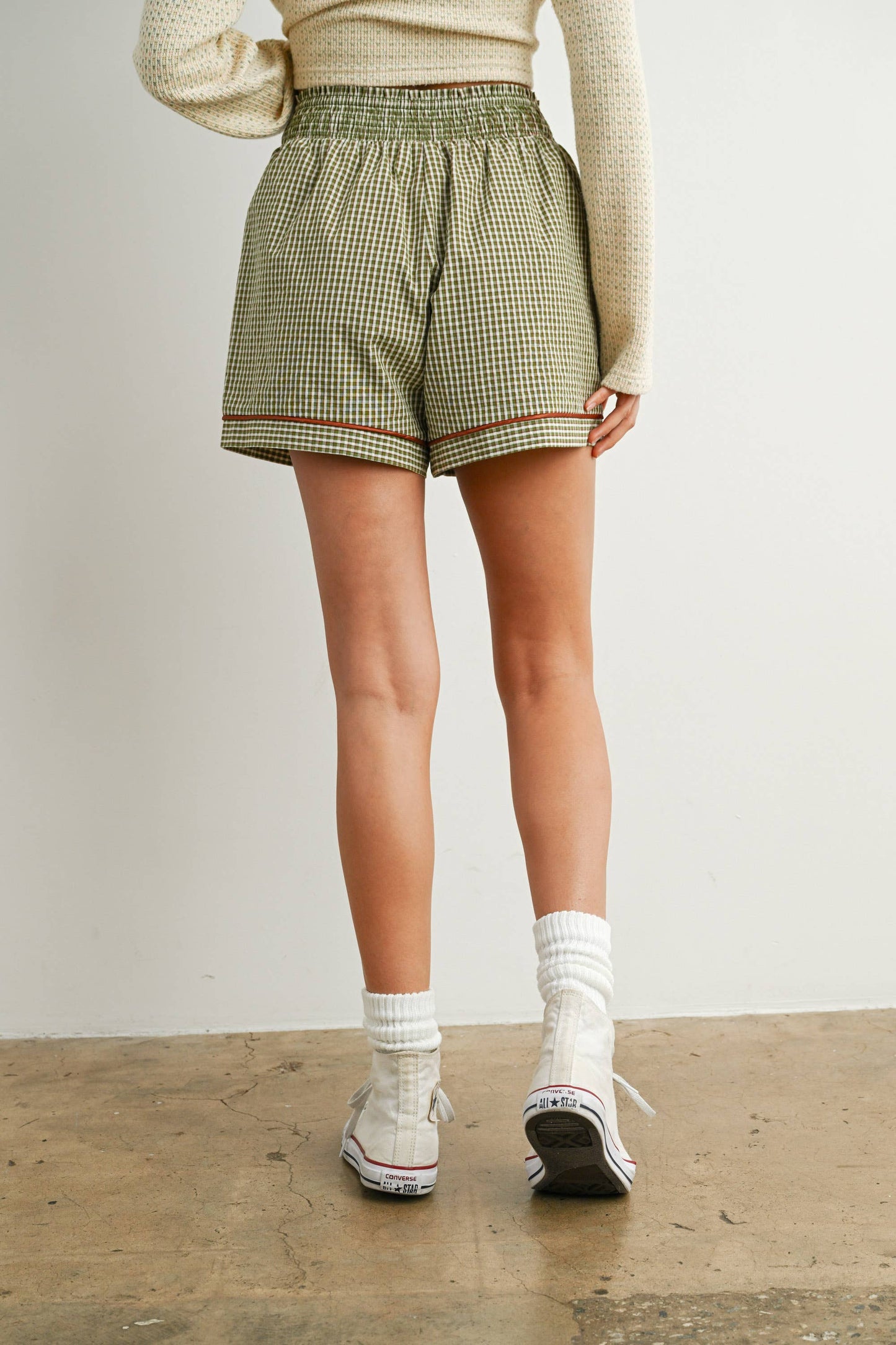 Olive Grove Gingham Shorts