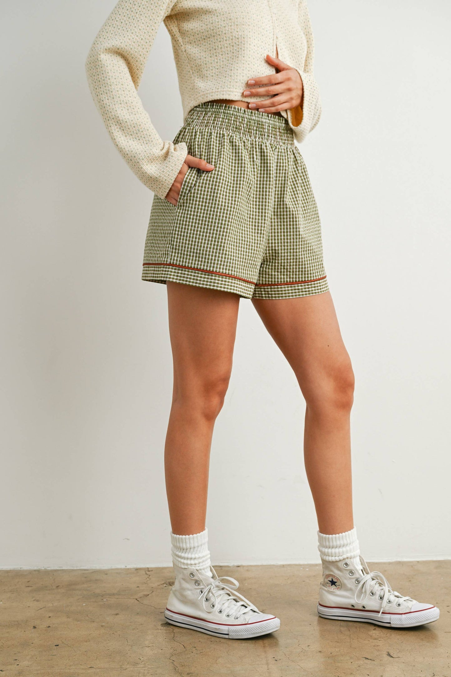 Olive Grove Gingham Shorts