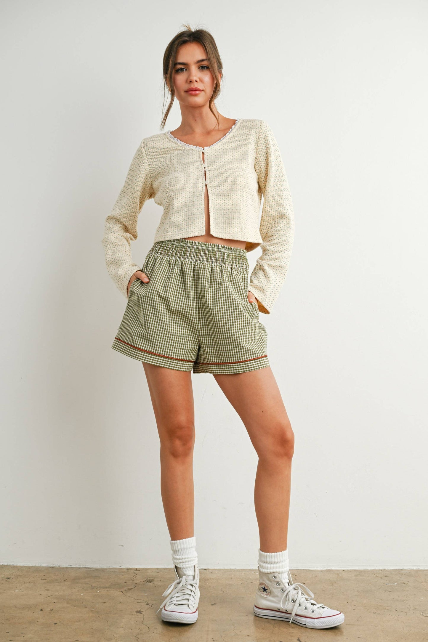 Olive Grove Gingham Shorts
