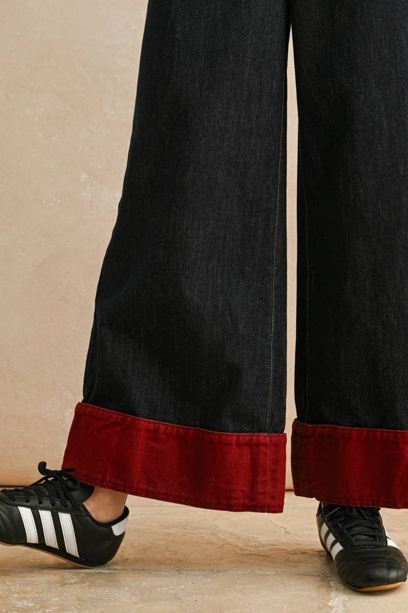 Crimson Edge Denim Pants