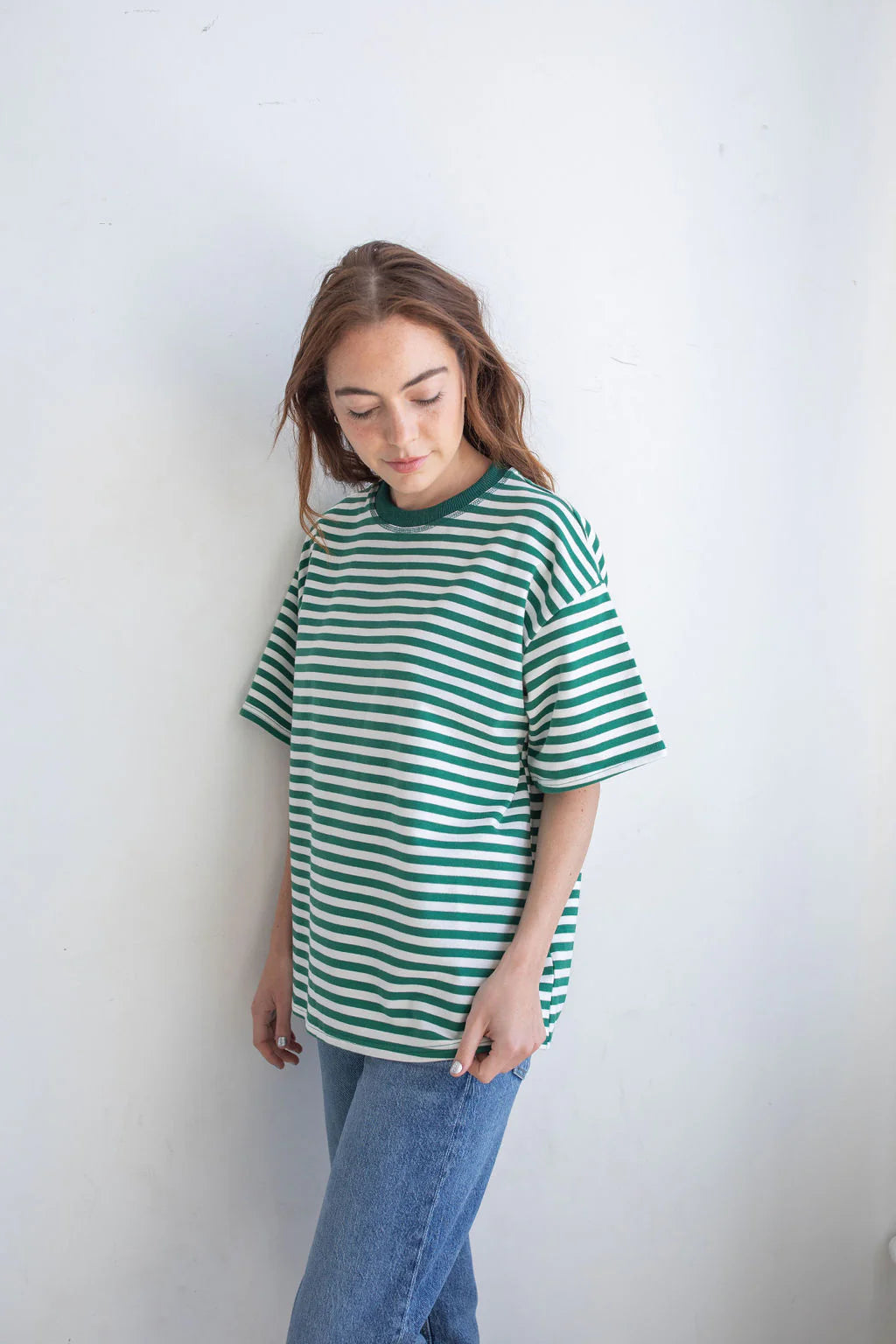 Green & White Stripped Tee