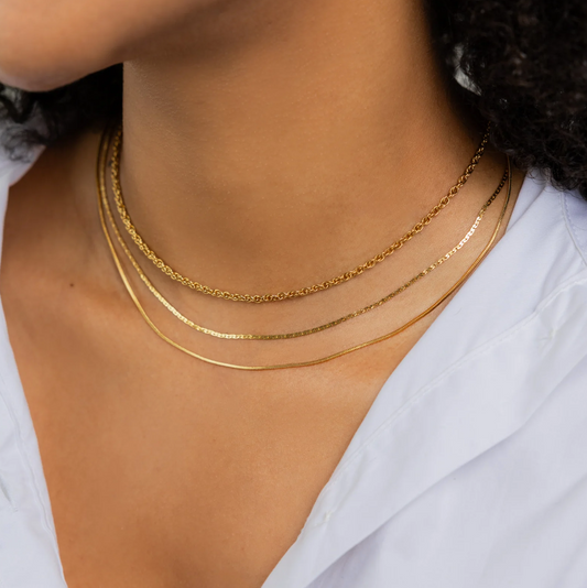 Gold Triple Layer Rope Necklace | Waterproof