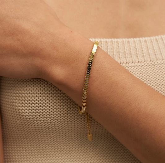 Gold Accordion Chain Bracelet | Waterproof
