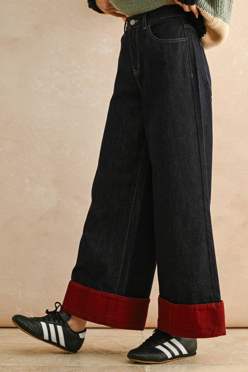 Crimson Edge Denim Pants