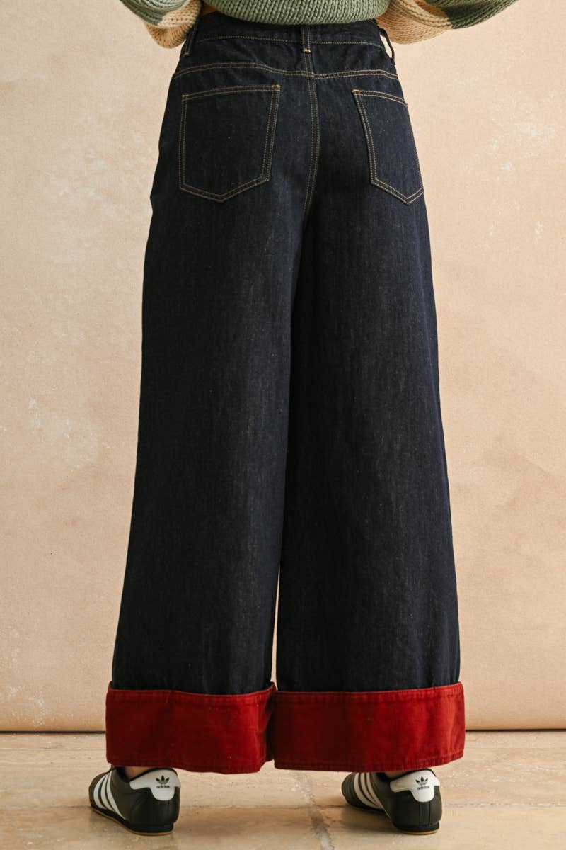 Crimson Edge Denim Pants