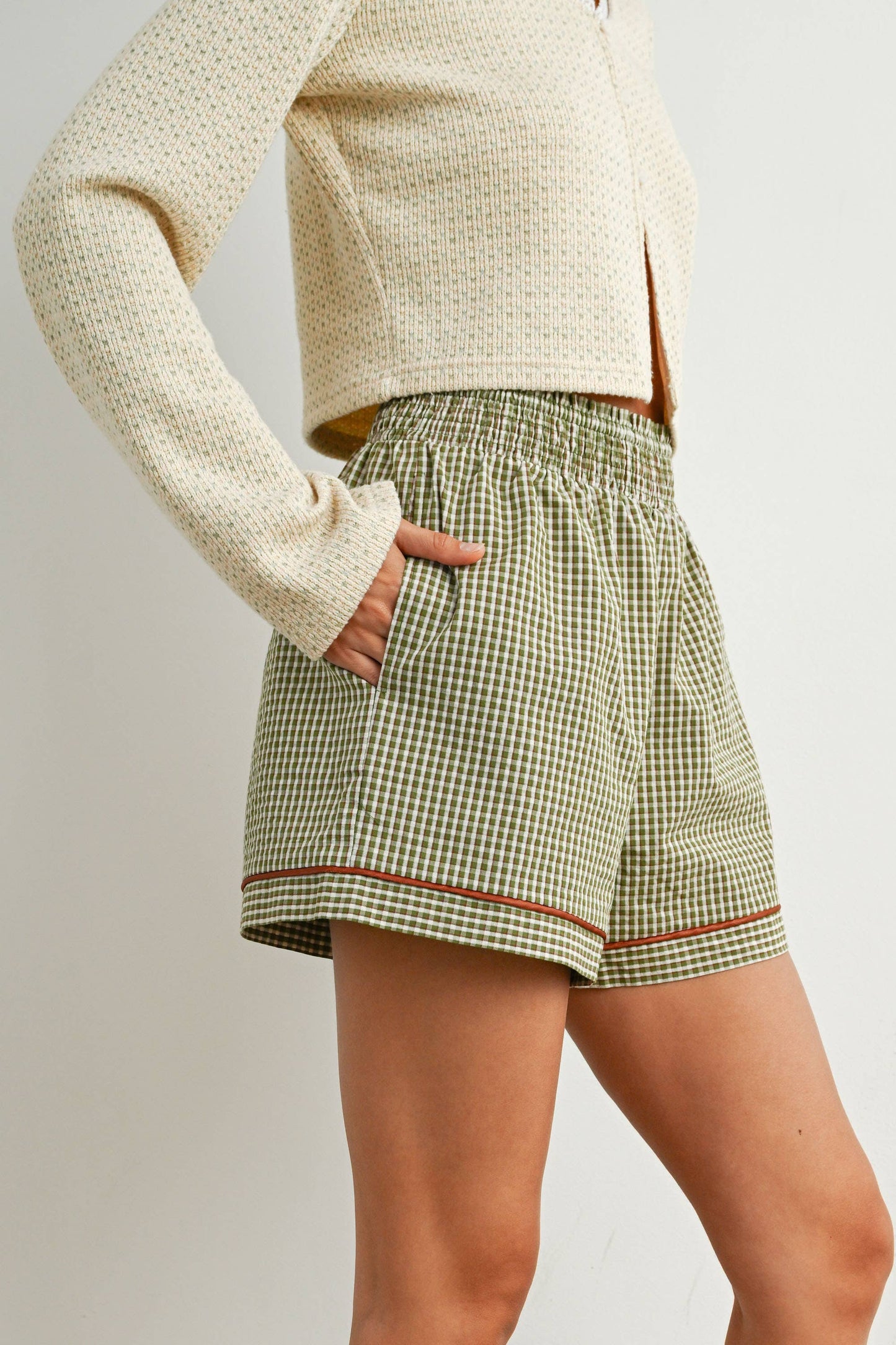 Olive Grove Gingham Shorts