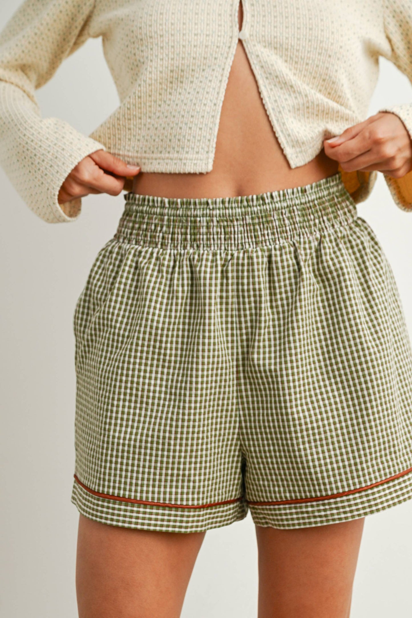 Olive Grove Gingham Shorts