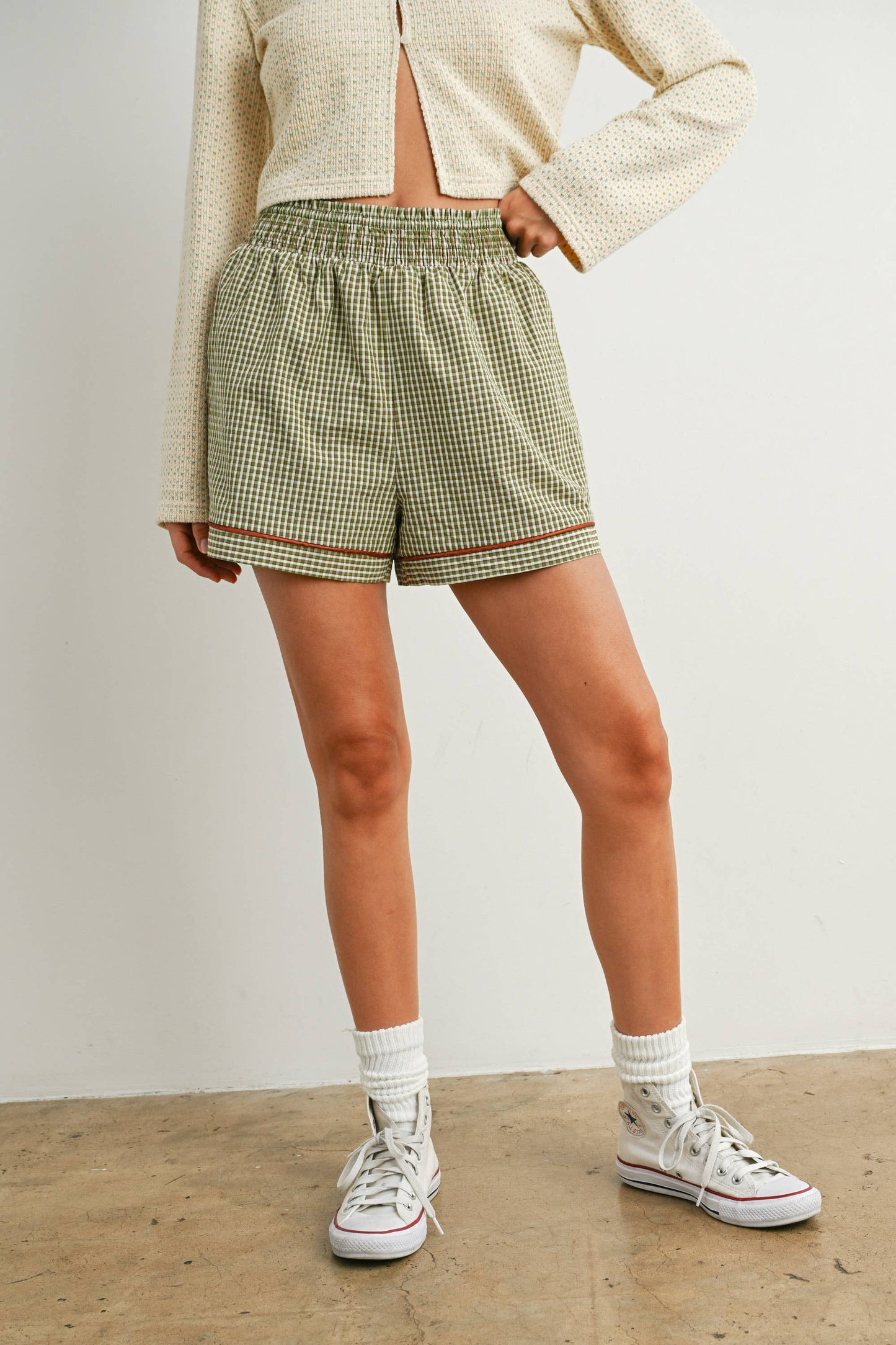 Olive Grove Gingham Shorts