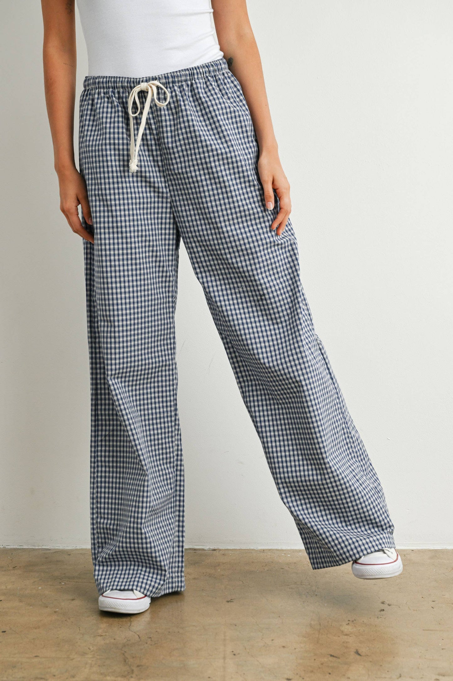 Navy Plaid Pants